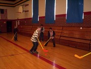 Mrs. McVey's 5th graders playing hockey.