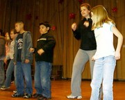 Mrs. McVey teaching the "Electric Slide" during her Dance class on Friday morning.