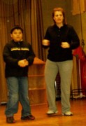 Mrs. McVey teaching the "Electric Slide" during her Dance class on Friday morning.