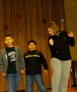 Mrs. McVey teaching the "Electric Slide" during her Dance class on Friday morning.