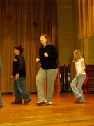 Mrs. McVey teaching the "Electric Slide" during her Dance class on Friday morning.