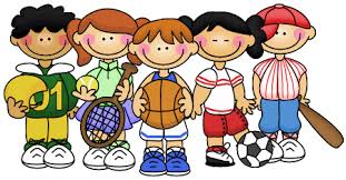 children with sports equipment